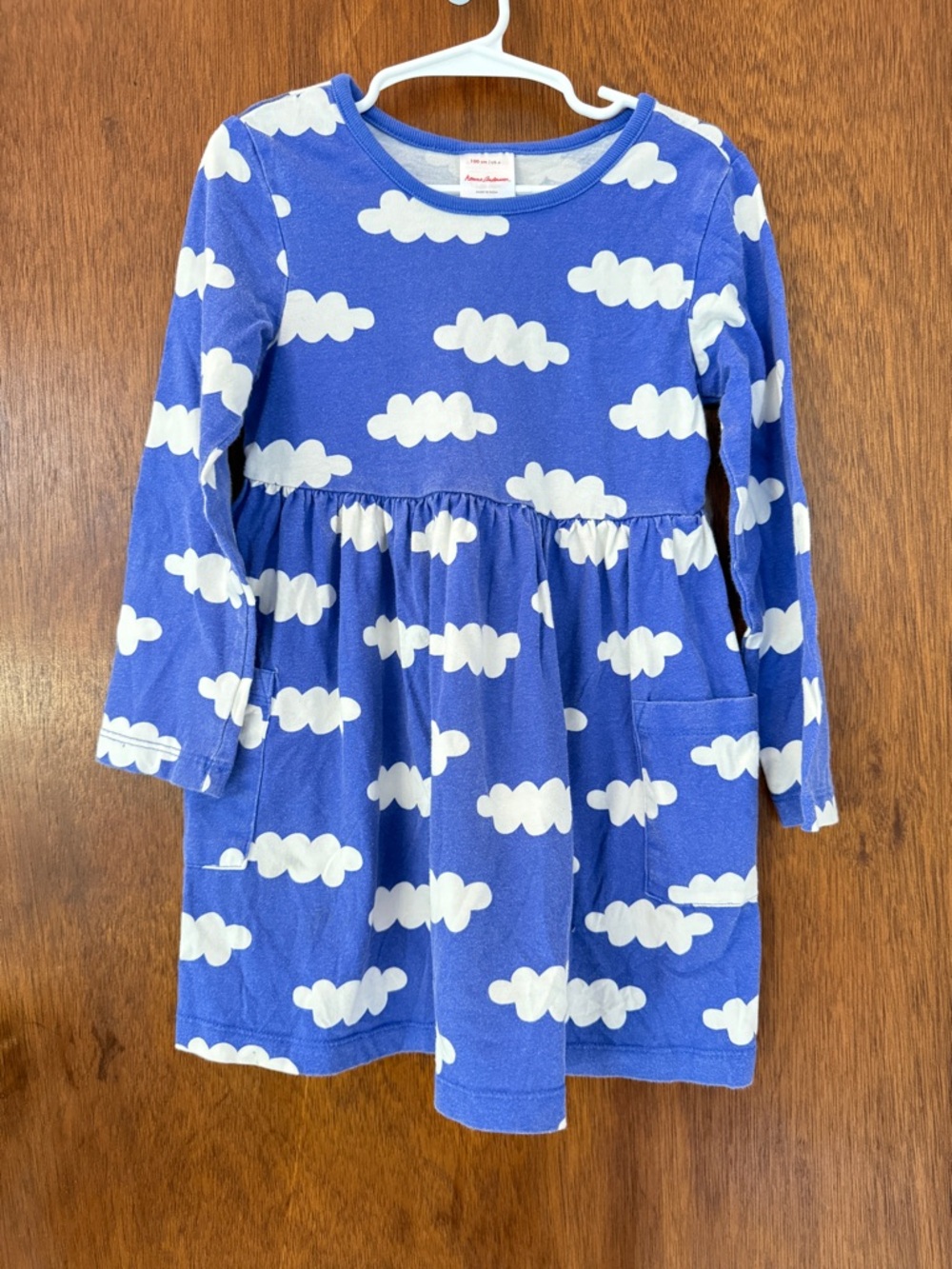 Hanna Andersson Blue Play Dress with White Cloud Print and Pockets